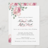Dusty Roos Blush Floral Wedding Aankondiging (Voorkant / Achterkant)