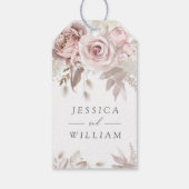 Dusty Roos Blush Ivory Floral Wedding Reception Cadeaulabel (Achterkant)