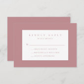 Dusty Roos Blush Modern Wedding RSVP Kaart (Voorkant / Achterkant)