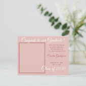 Dusty Roos Blush Pink Afstuderen Aankondiging Briefkaart (Staand voorkant)