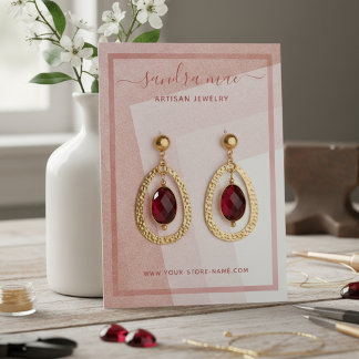 Dusty Roos Blush Pink Art Jewelry Display Kaart Visitekaartje