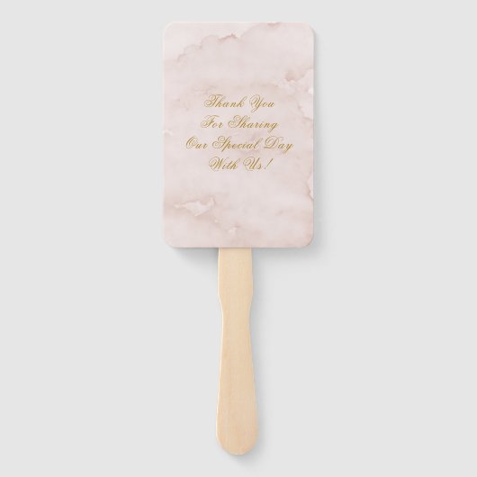 Dusty Roos Blush Pink Gold Peony Weddenschap Harte Handwaaier (Achterkant)