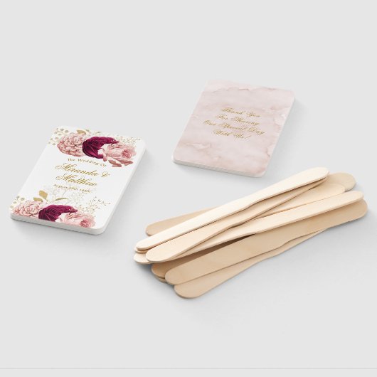 Dusty Roos Blush Pink Gold Peony Weddenschap Harte Handwaaier (Niet-gemonteerd)