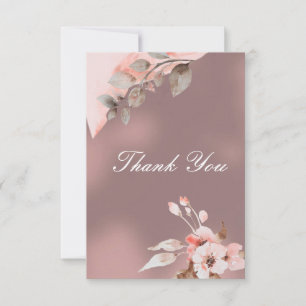 Dusty Roos Blush Pink Waterverf Floral Wedding Bedankkaart