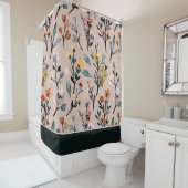 Dusty Roos Boho Floral Waterverf Douchegordijn (In situ)