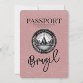 Dusty Roos Brazil Passport Wedding Invitation Kaart (Achterkant)