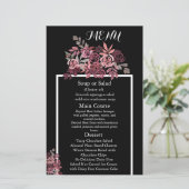 Dusty Roos Burgundy Floral Wedding Menu (Staand voorkant)