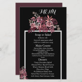 Dusty Roos Burgundy Floral Wedding Menu (Voorkant / Achterkant)