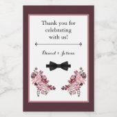 Dusty Roos Burgundy Mini Wine Fles Etiket (Enkel label)