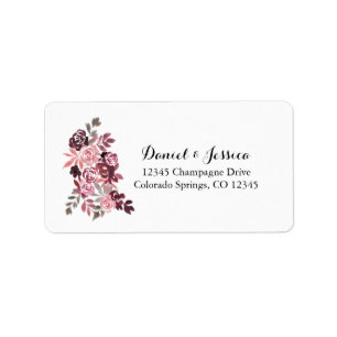 Dusty Roos Burgundy Wedding Return Label