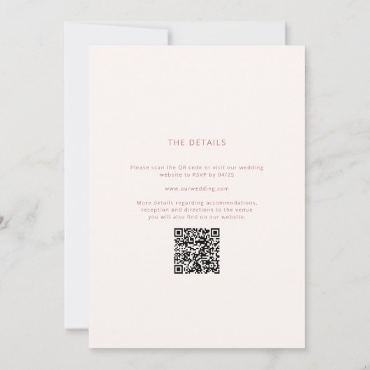 Dusty Roos Calligraphy Modern QR Code Wedding Kaart (Achterkant)