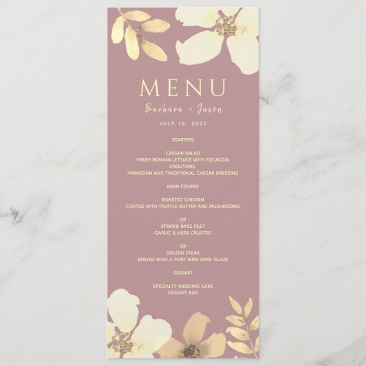 Dusty Roos Calligraphy Wedding Menu (Voorkant)