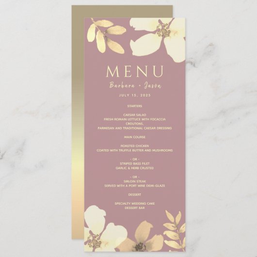Dusty Roos Calligraphy Wedding Menu (Voorkant / Achterkant)