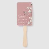 Dusty Roos Chinoiserie Bloemen Trouwprogramma Handwaaier (Voorkant)