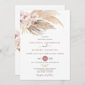 Dusty Roos Desert Boho Pampas Grass Wedding Kaart (Voorkant / Achterkant)