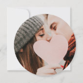 Dusty Roos Elegant Script Circular Photo Wedding Kaart (Achterkant)