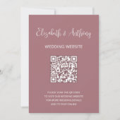 Dusty Roos Elegant Script | QR-code bruiloft RSVP Kaart (Voorkant)