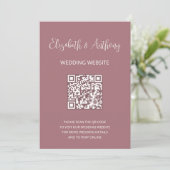 Dusty Roos Elegant Script | QR-code bruiloft RSVP Kaart (Staand voorkant)