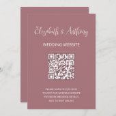 Dusty Roos Elegant Script | QR-code bruiloft RSVP Kaart (Voorkant / Achterkant)