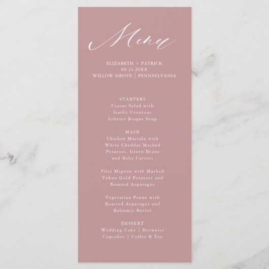 Dusty Roos Elegant Script Typografie Menu (Voorkant)