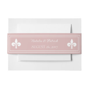 Dusty Roos Fleur de Lis Wedding Uitnodigingen Wikkel