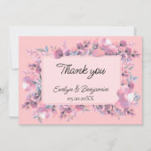 Dusty roos floral bruiloft bedankkaart (Voorkant)