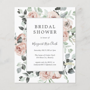 Dusty Roos Floral Budget Bridal Shower Flyer