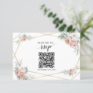 Dusty Roos Floral QR Code Voeg je URL Weddenschap  RSVP Kaartje