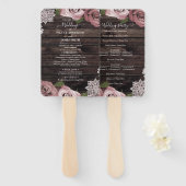 Dusty Roos Floral Rozen Rustic Wood Wedding H Handwaaier (Voorkant en achterkant)