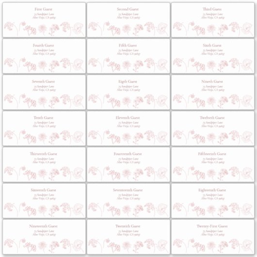  Dusty Roos Floral Script Guest Address Sticker (Voorkant)