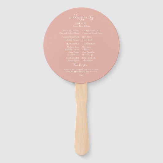 Dusty Roos Floral Wedding Hand Fans Handwaaier (Achterkant)