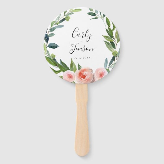 Dusty Roos Floral Wedding Hand Fans Handwaaier (Voorkant)