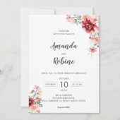 Dusty Roos Floral Wedding Kaart (Voorkant)