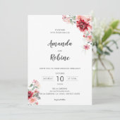 Dusty Roos Floral Wedding Kaart (Staand voorkant)
