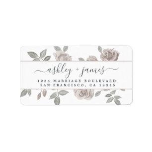 Dusty Roos Floral Wedding Return Address Etiket