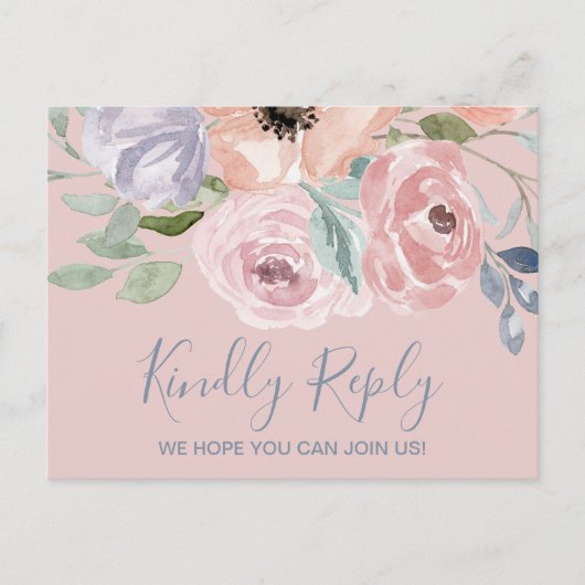 Dusty Roos Florals Song Request RSVP Briefkaart (Voorkant)