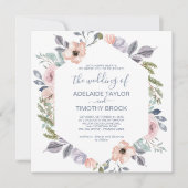 Dusty Roos Florals Square the Wedding of Kaart (Voorkant)