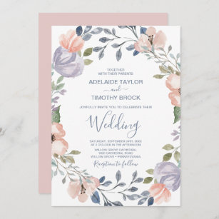 Dusty Roos Florals Wedding Kaart