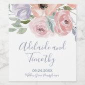 Dusty Roos Florals Wedding Wijn Etiket (Enkel label)