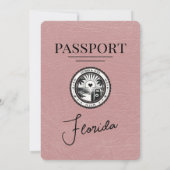 Dusty Roos Florida Passport Wedding Invitation Kaart (Achterkant)