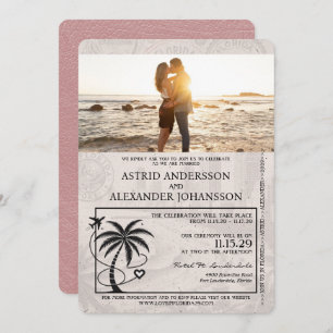 Dusty Roos Florida Passport Wedding Invitation Kaart