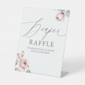 Dusty Roos Flowers Diaper Raffle Ticket Place Sign Reclamebord Met Voetstuk (Voorkant)