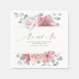 Dusty Roos Flowers Elegant Botanical Mr en Mrs Servet
