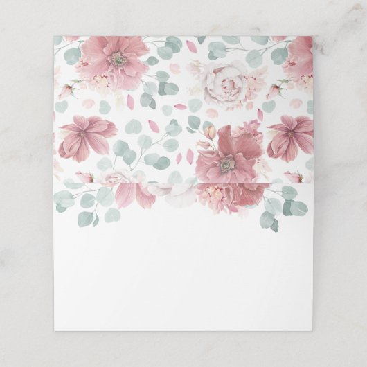 Dusty Roos Flowers Elegant Romantisch Bruiloft (Buitenkant ongevouwen)