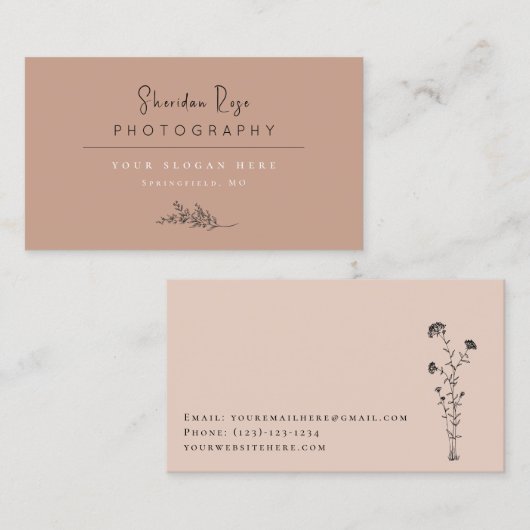 Dusty Roos Gepersonaliseerd Botanisch Visitekaartj Visitekaartje (Voorkant / Achterkant)