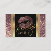 Dusty Roos Glitter Lips and Elegant Gold Script Visitekaartje (Voorkant)