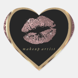 Dusty Roos Glitter Love Lips en Gold Font Hart Sticker