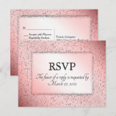 Dusty Roos Glitter RSVP met Entree Choice Uitnodiging Briefkaart (Voorkant / Achterkant)