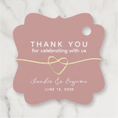 Dusty Roos Gold Heart Wedding Bedankjes Labels (Achterkant)