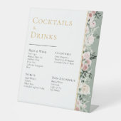 Dusty Roos Goud Sage Groen Bruiloft Drinken Bar Reclamebord Met Voetstuk (Voorkant)